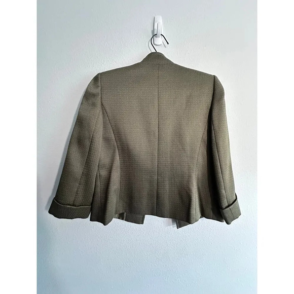 Tahari Arthur S Levine Womens Blazer Jacket Olive Green Three Button Textured - Picture 16 of 16